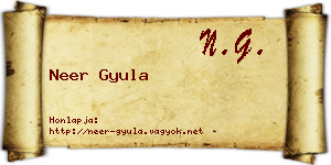 Neer Gyula névjegykártya